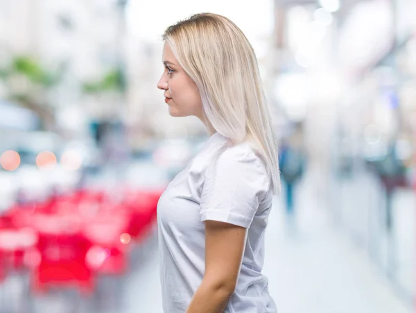 Junge Blonde Frau Mit Isoliertem Hintergrund Die Zur Seite Schaut — Stockfoto