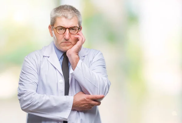 Handsome Senior Doctor Scientist Professional Man Wearing White Coat Isolated — Stock Photo, Image