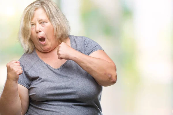 Senior Size Kaukasierin Mit Isoliertem Hintergrund Sehr Glücklich Und Aufgeregt — Stockfoto