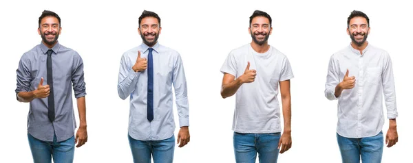 Collage Young Man Wearing Casual Look White Isolated Backgroud Doing — Stock Photo, Image