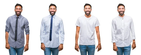 Collage Ung Man Bär Casual Ser Över Vita Isolerade Backgroud — Stockfoto