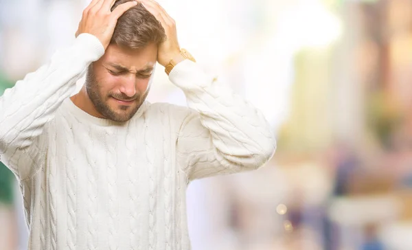 Giovane Bell Uomo Che Indossa Maglione Invernale Sfondo Isolato Che — Foto Stock