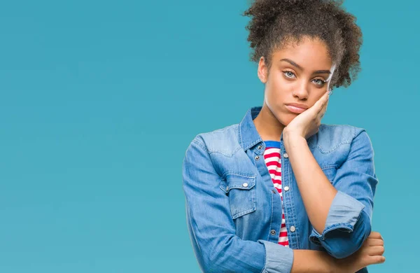 Unga Afro Amerikansk Kvinna Över Isolerade Bakgrund Tänkande Ser Trött — Stockfoto