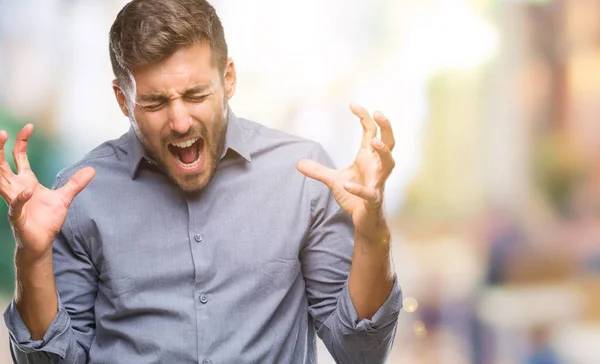 Joven Hombre Guapo Sobre Fondo Aislado Celebrando Loco Loco Por — Foto de Stock