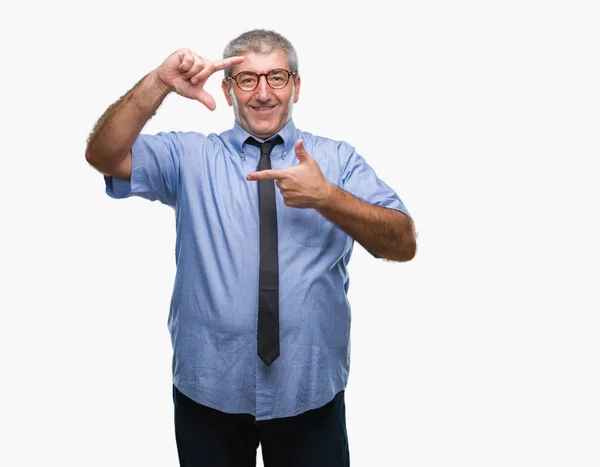 Handsome Senior Business Man Isolated Background Smiling Making Frame Hands — Stock Photo, Image