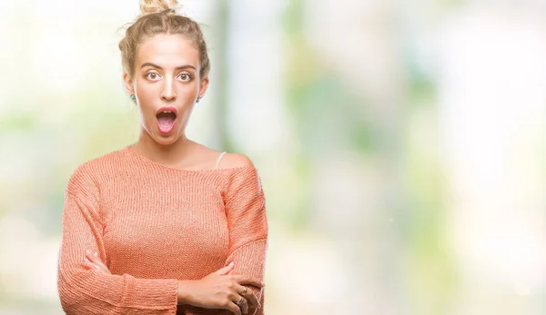 Beautiful Young Blonde Woman Isolated Background Afraid Shocked Surprise Expression — Stock Photo, Image