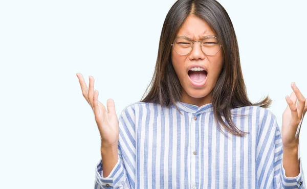 Mujer Asiática Joven Sobre Fondo Aislado Celebrando Loco Loco Por — Foto de Stock