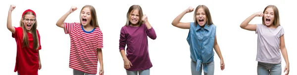 Collage Unga Vackra Lilla Flicka Ungen Över Isolerade Bakgrund Arg — Stockfoto