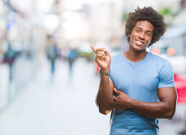 Afro American Man Isolated Background Big Smile Face Pointing Hand — Stock Photo, Image