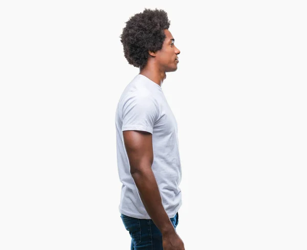 Afro American Man Isolated Background Looking Side Relax Profile Pose — Stock Photo, Image