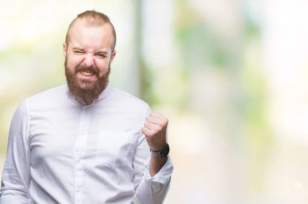 Joven Hombre Hipster Caucásico Sobre Fondo Aislado Muy Feliz Emocionado —  Fotos de Stock