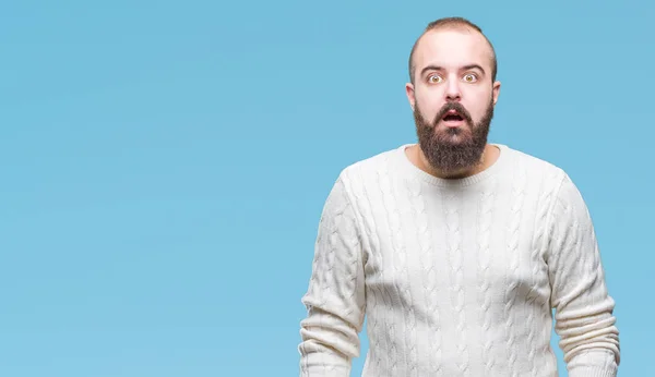Hipster 두려워 놀라운 절연된 스웨터 두려움과 — 스톡 사진