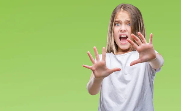 Joven Chica Hermosa Sobre Fondo Aislado Miedo Aterrorizado Con Expresión — Foto de Stock