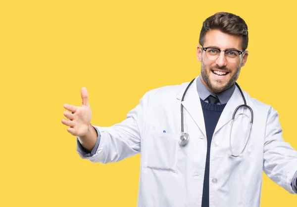 Young Handsome Doctor Man Isolated Background Looking Camera Smiling Open — Stock Photo, Image