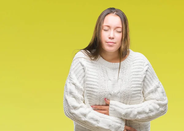 Jovem Bela Mulher Caucasiana Vestindo Camisola Inverno Sobre Fundo Isolado — Fotografia de Stock