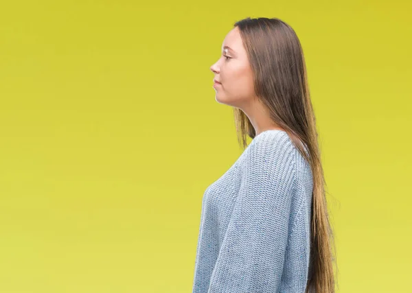 Joven Hermosa Mujer Caucásica Con Suéter Invierno Sobre Fondo Aislado —  Fotos de Stock