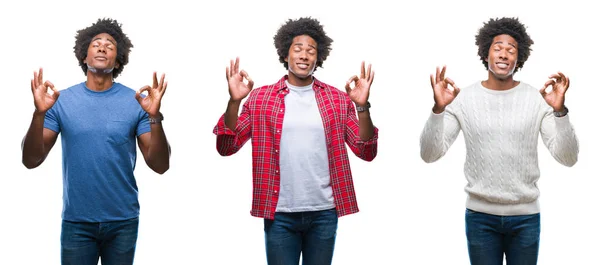 Collage Afroamerikanska Ung Stilig Man Över Isolerade Bakgrund Koppla Och — Stockfoto