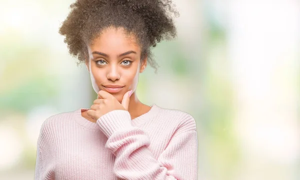 Young Afro American Woman Wearing Winter Sweater Isolated Background Looking — Stock Photo, Image