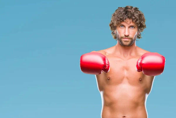 Bellissimo Pugile Ispanico Che Indossa Guanti Boxe Sfondo Isolato Con — Foto Stock