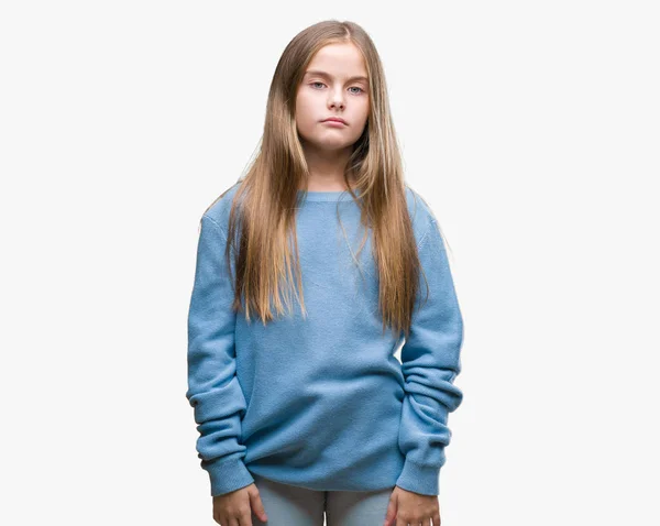 Young Beautiful Girl Wearing Winter Sweater Isolated Background Skeptic Nervous — Stock Photo, Image