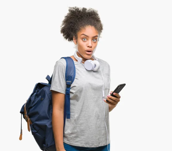 Sırt Çantası Tutan Genç Güzel Afro Amerikan Öğrenci Kadın Arka — Stok fotoğraf