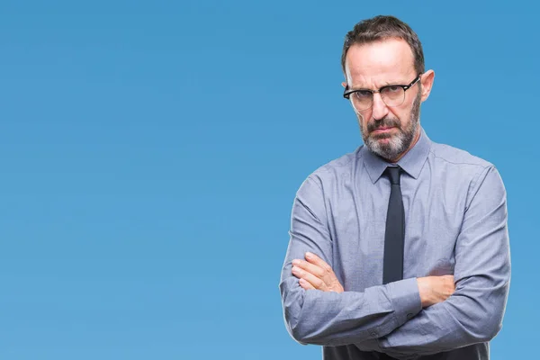 Mittelalter Hoary Senior Business Mann Mit Brille Über Isoliertem Hintergrund — Stockfoto