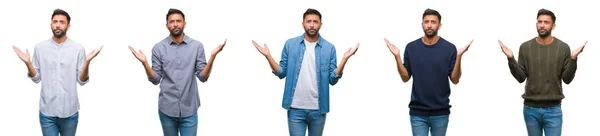 Collage Hombre Joven Con Mirada Casual Sobre Fondo Aislado Blanco —  Fotos de Stock