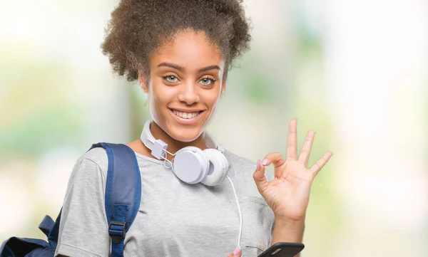 Молодий Красива Афро Американський Студент Жінки Тримає Рюкзак Над Ізольованих — стокове фото