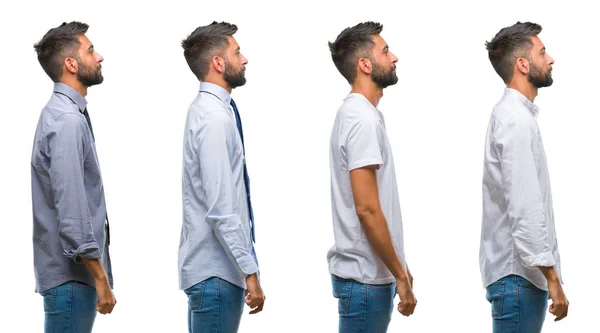 Collage Eines Jungen Mannes Lässigem Look Über Weißem Isoliertem Hintergrund — Stockfoto