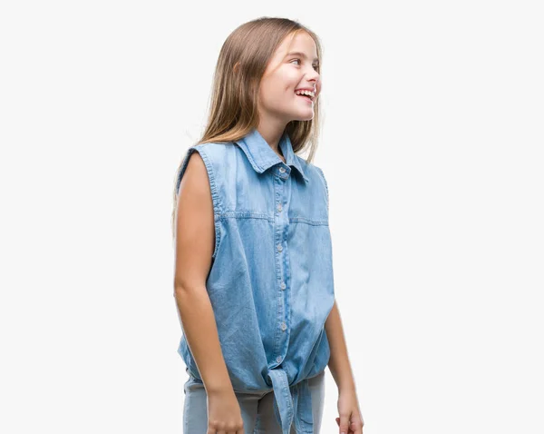Junges Schönes Mädchen Mit Isoliertem Hintergrund Das Mit Einem Lächeln — Stockfoto