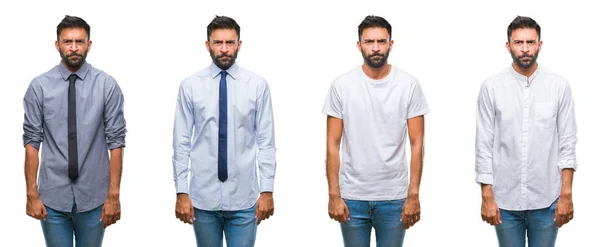 Collage Ung Man Bär Casual Look Över Vita Isolerade Backgroud — Stockfoto