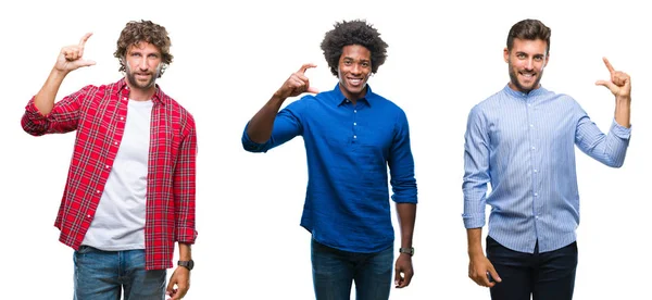 Koláž Skupiny Afrických Amerických Hispánské Mužů Nad Usmívá Izolovaná Pozadí — Stock fotografie