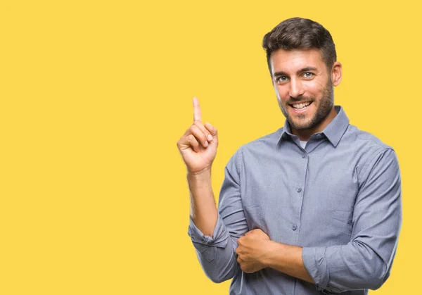 Joven Hombre Guapo Sobre Fondo Aislado Con Una Gran Sonrisa —  Fotos de Stock