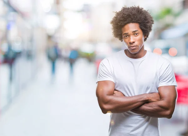 Uomo Afroamericano Sfondo Isolato Scettico Nervoso Espressione Disapprovazione Sul Viso — Foto Stock