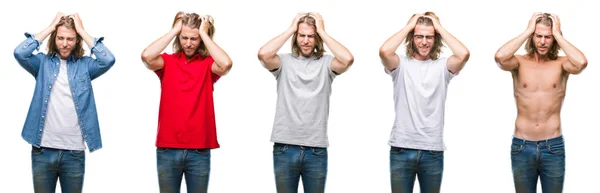 Collage Joven Guapo Que Lleva Una Mirada Casual Sobre Fondo —  Fotos de Stock