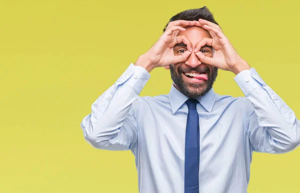 Hombre Negocios Hispano Adulto Con Antecedentes Aislados Haciendo Buen Gesto — Foto de Stock