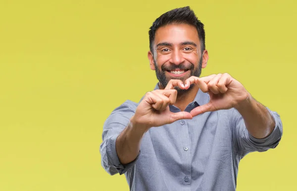 Erwachsener Hispanischer Mann Mit Isoliertem Hintergrund Der Verliebt Lächelt Und — Stockfoto