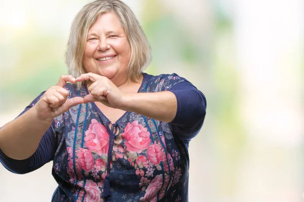 Senior Más Tamaño Mujer Caucásica Sobre Fondo Aislado Sonriendo Amor —  Fotos de Stock