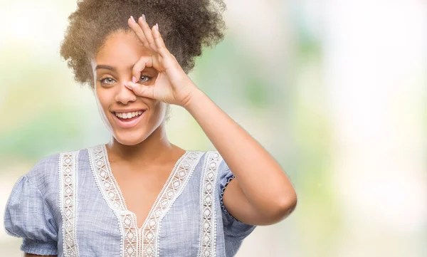 Jonge Afro Amerikaanse Vrouw Geïsoleerde Achtergrond Doen Gebaar Met Hand — Stockfoto