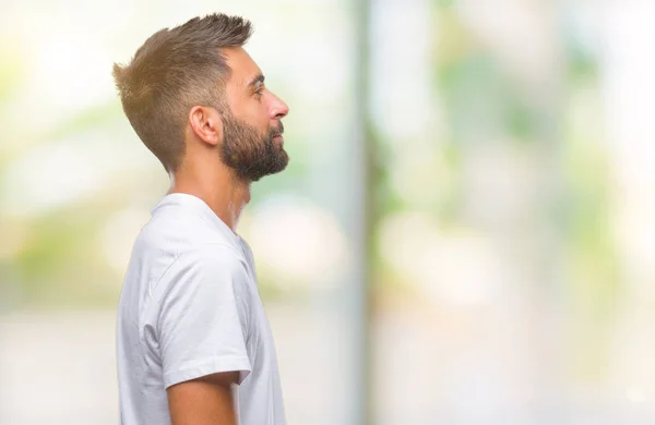 Hombre Hispano Adulto Sobre Fondo Aislado Mirando Hacia Lado Pose — Foto de Stock