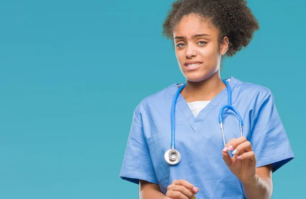 Young Afro American Doctor Woman Isolated Background Disgusted Expression Displeased — Stock Photo, Image