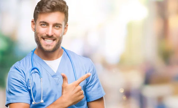 Young Handsome Doctor Surgeon Man Isolated Background Cheerful Smile Face — Stock Photo, Image