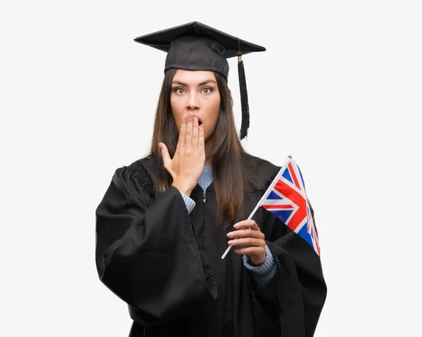 Fiatal Spanyol Visel Diplomát Egyesült Királyság Terjed Száj Kézzel Döbbenve — Stock Fotó