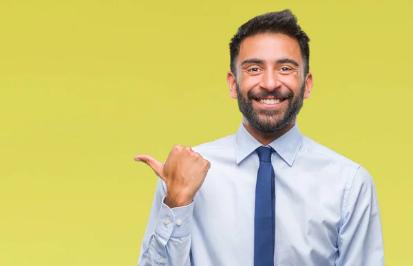 Uomo Affari Ispanico Adulto Sfondo Isolato Sorridente Con Volto Felice — Foto Stock