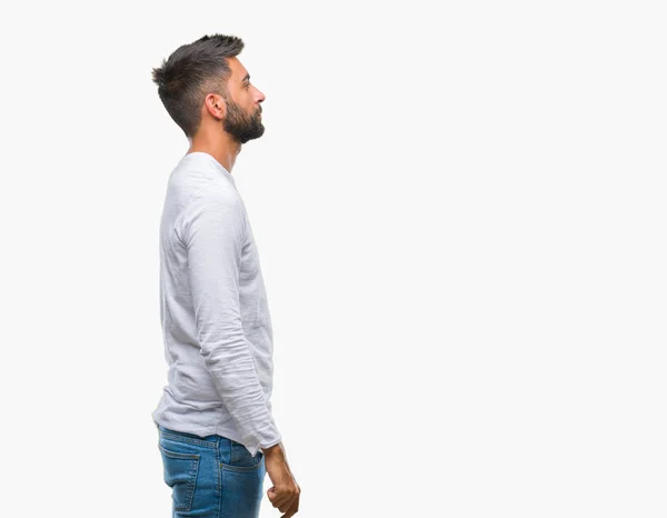 Adult Hispanic Man Isolated Background Looking Side Relax Profile Pose — Stock Photo, Image