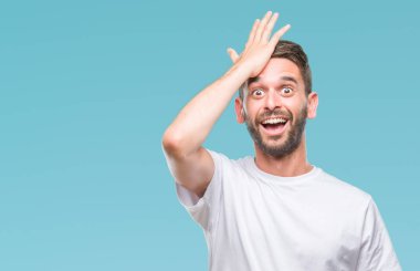 Yakışıklı delikanlı izole arka kafasına hata için el ile sürpriz üzerinde hata hatırlıyorum. Unuttum, kötü bellek kavramı.