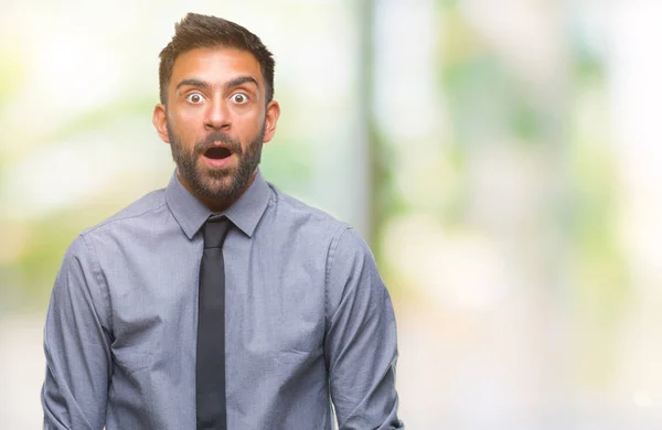 Adult Hispanic Business Man Isolated Background Afraid Shocked Surprise Expression — Stock Photo, Image