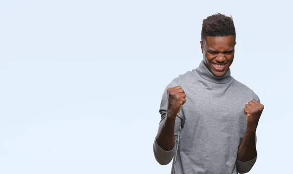 Jeune Homme Afro Américain Sur Fond Isolé Très Heureux Excité — Photo