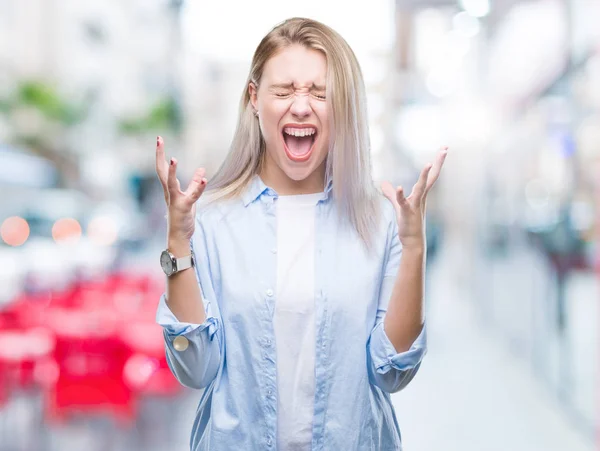 Jovem Loira Sobre Fundo Isolado Celebrando Louco Louco Para Sucesso — Fotografia de Stock