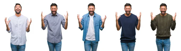 Collage Hombre Joven Con Mirada Casual Sobre Fondo Blanco Aislado —  Fotos de Stock